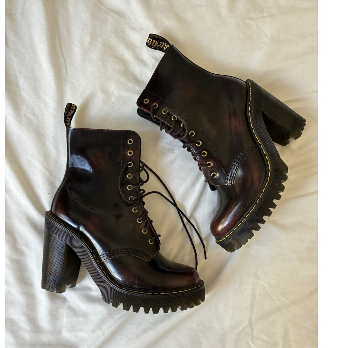 Dr. Martens Kendra Arcadia Heeled Boots Cherry Red Size 7 | eBay
