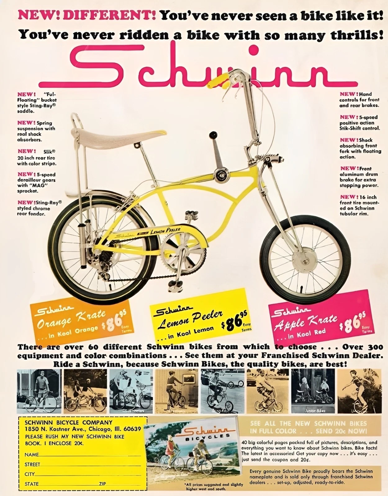 1973 Schwinn Lemon Peeler 5 Speed Ad POSTER 24 X 18 Inches Nice!