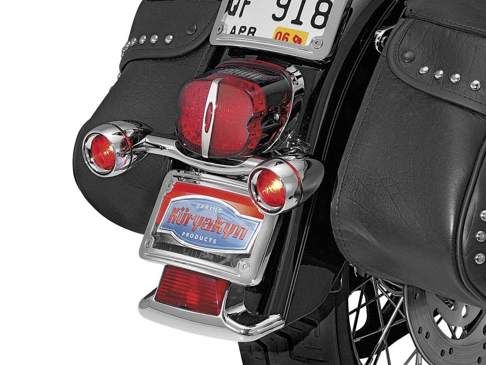 Chrome Bullet Light Rear Turn Signal Bar w/ LP Light Kuryakyn 2098 - Image 2 of 3