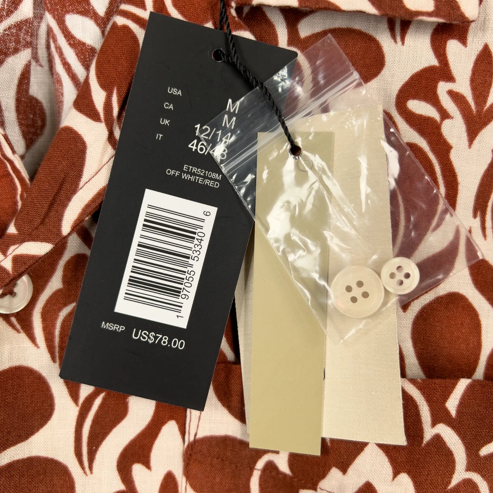 Elie Tahari Button Up Tribal Hawaiian Men's Short Sleeve Size Medium NWT $78 - Image 3 of 4