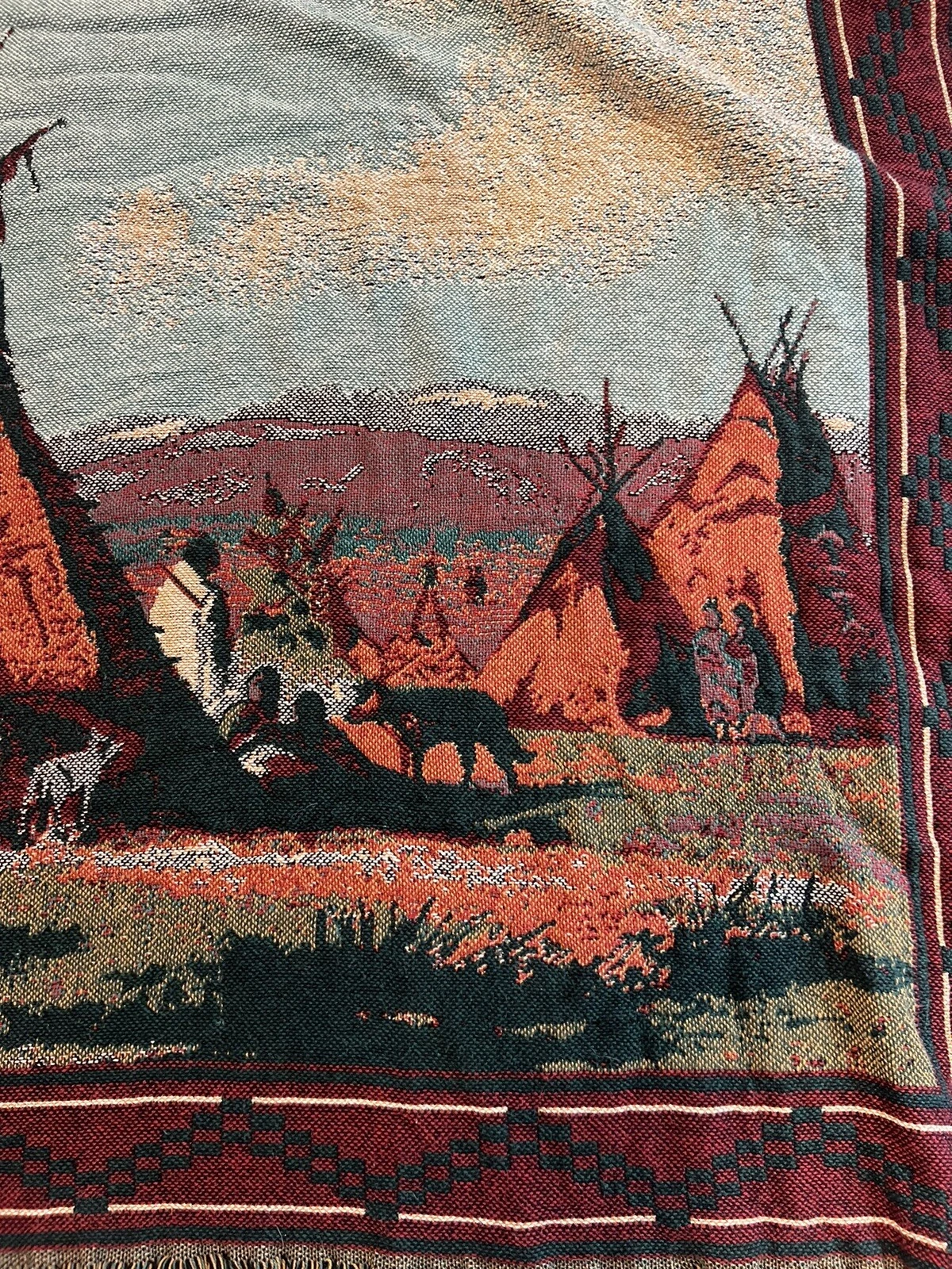 Goodwin Weavers Throw Blanket Native American Southwestern Teepee 67 x 49