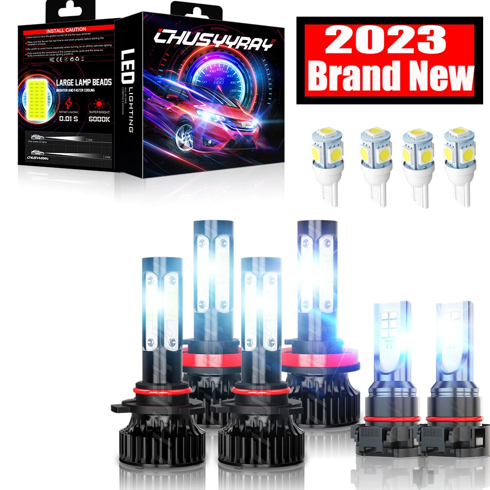 4-Sides LED Headlight Hi Lo Fog Light Bulbs For 2007-2013 GMC Sierra 1500 2500