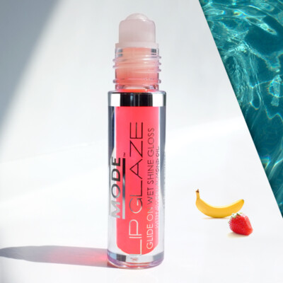 MODE Lip Glaze Strawberry Banana Flavored Lip Gloss Roll On Sheer Shine   