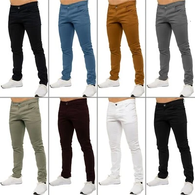 Kruze Mens Chino Trousers Slim Fit Chinos Casual Cotton Stretch Pants Work Jeans - Image 1 of 4