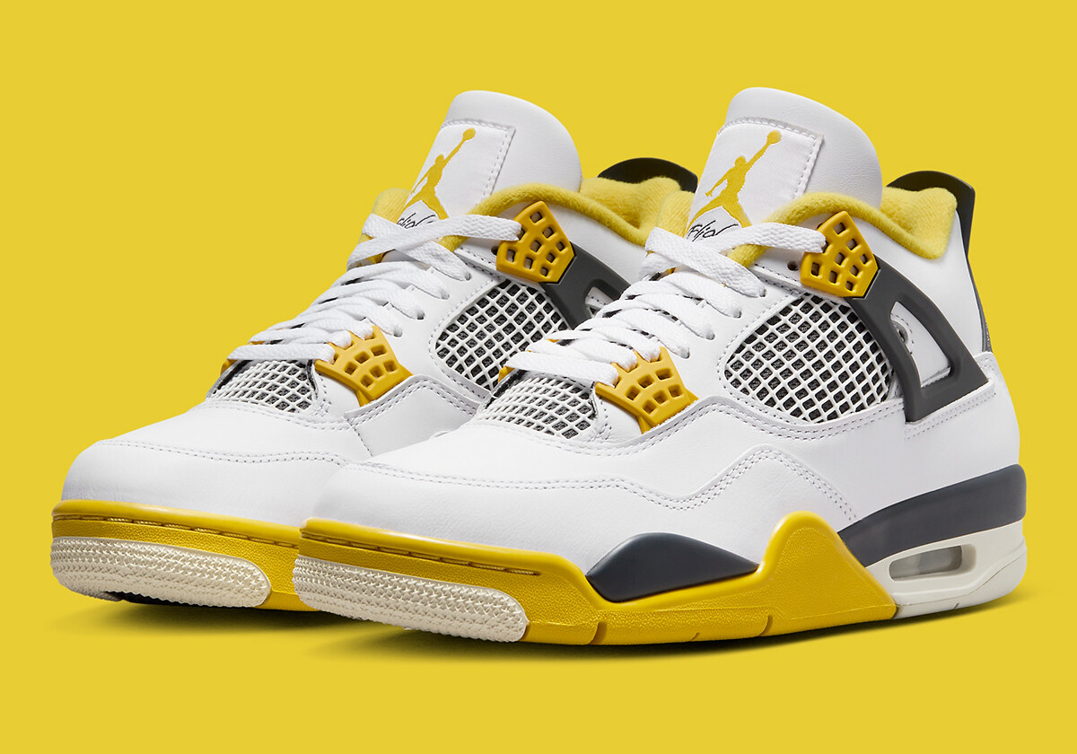 Women's Nike Air Jordan 4 Retro Vivid Sulfur White AQ9129 Women's Nike Air Jordan 4 Retro Vivid Sulfur White AQ9129