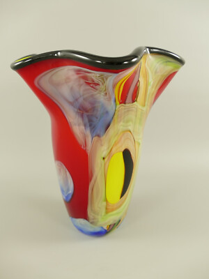 Glasvase Blumenvase Glas im Murano Stil Vase Bunt Glaskunst Tischvase Deko Vase