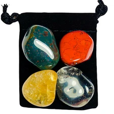 ACID REFLUX (GERD) Tumbled Crystal Healing Set =4 Stones +Pouch +Description