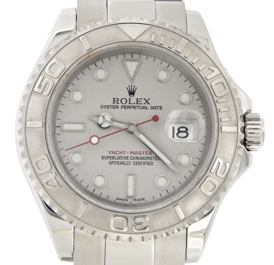 Мужские часы Rolex Yacht Master циферблат безель нержавеющая сталь и платина 40 мм 16622
