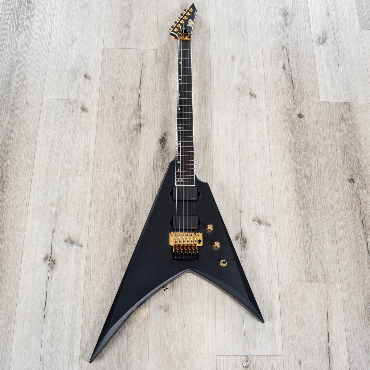 ESP USA V-II FR Guitar, Ebony, EMG 89X & 89XR Pickups