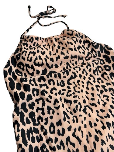 Ekouaer Leoprint Pink & Schwarz High Neckholder Rückenfrei Badeanzug XS Neu mit Etikett - Bild 2 von 6