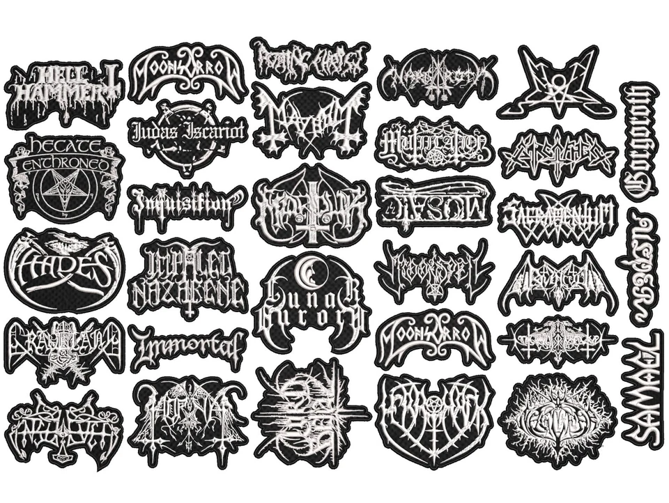 BLACK METAL full EMBROIDERY Shaped 10pcs/Lot Random Mix Sew-On Patches - Image 2 of 3