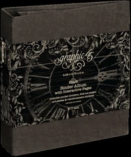 Graphic45 BLACK BINDER ALBUM with INTERACTIVE PAGES scrapbook art journal