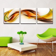 Abstract ready to hang set of 3 digital mounted wall art/Improved canvas print
