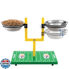 NFL Pittsburgh Steelers Goalpost Football Field Dog Feeder – Adjustable Eleva