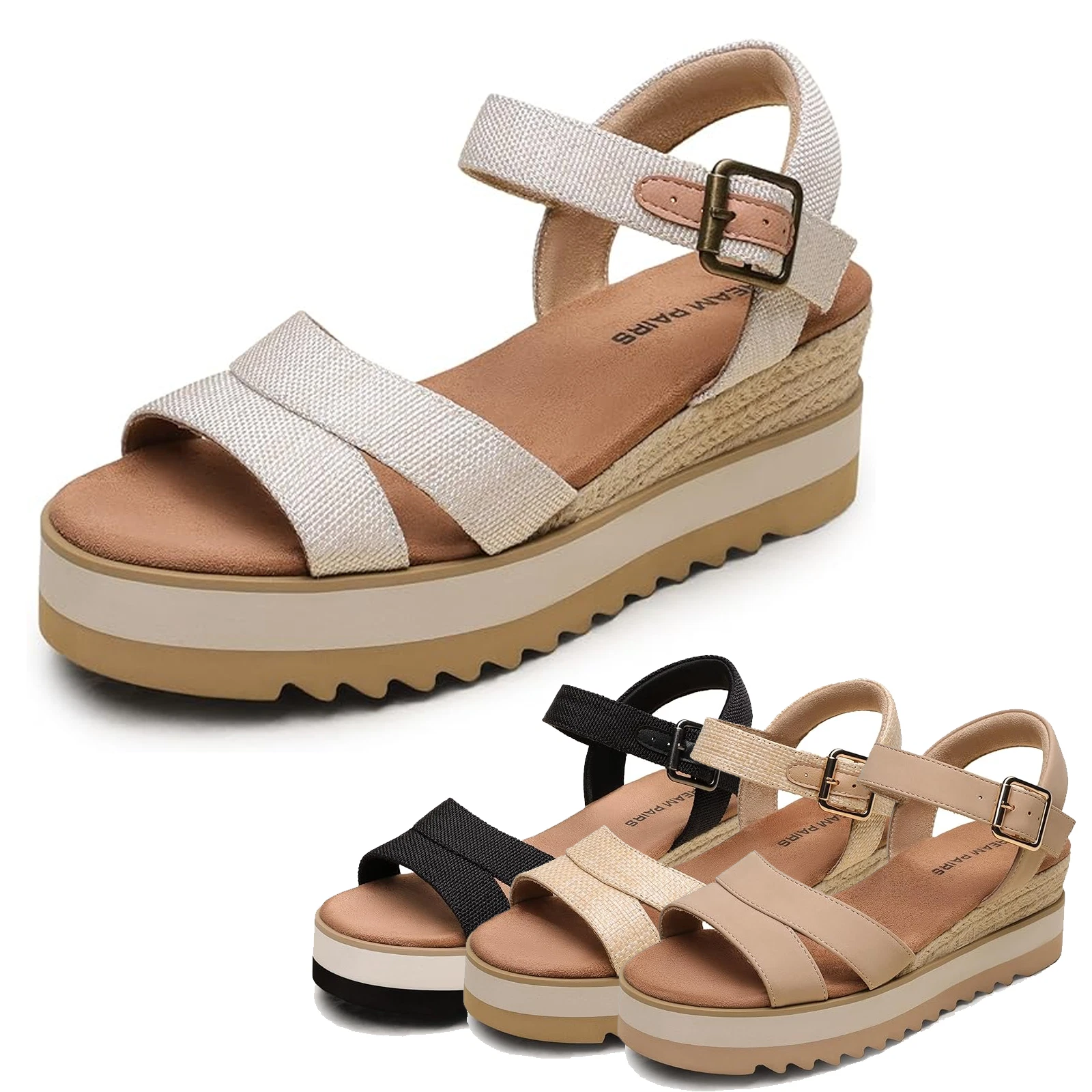 Women Wedge Sandals Ankle Strap Open Toe Lightweight Comfortable Sandals