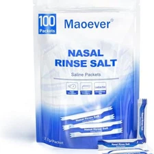 Neti Pot Salt Packets Individually 100 Saline Packets Nasal Wash Refill Kit..