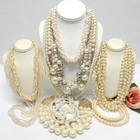 VINTAGE TO NOW FAUX PEARL BEAD COSTUME JEWELRY NECKLACE LOT