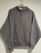 Alo Yoga Hoodie Pullover Gray Logo Pilates Workout Athleisure Size M