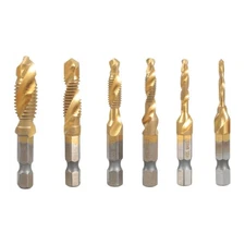 6Pcs High Speed Steel Composite Tap Drill and Tap Drill Bit Integrated Machine