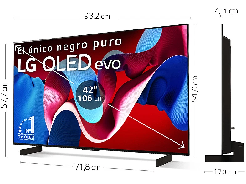 TV OLED 42" - LG OLED42C45LA, OLED 4K, Procesador Inteligente 4K α9 Gen7, Smart  - Imagen 2 de 4