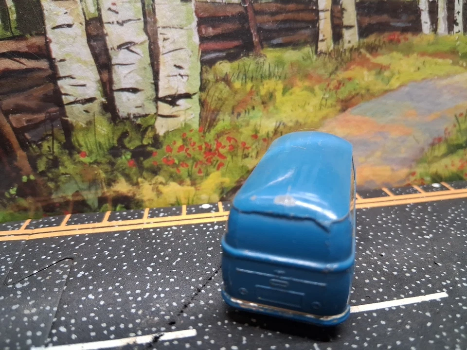 Caja de cerillas Lesney vintage n.º 34a - Furgoneta Volkswagen - Azul International Express Foto 4 de 4