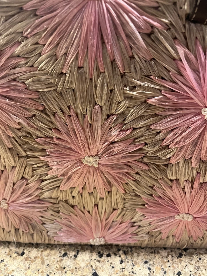 Vintage Kate Spade Cabo Straw Pink Floral Bag - Image 2 of 4