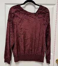 NWT Anthropologie Michael Stars Red Vali Velvet Pullover Asymmetrical Top Medium