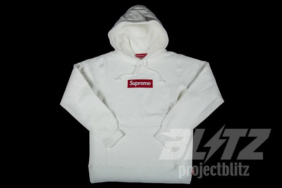 SUPREME BOX LOGO HOODED SWEATSHIRT WHITE M XL FW16 HOODIE