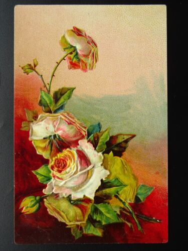 Flower Theme ROSES c1907 Embossed Postcard by B.B. London - Afbeelding 1 van 2