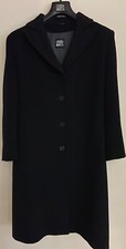 Rare Rocca Wool Cashmere Classic Black Coat W/ Notch Collar Size 12