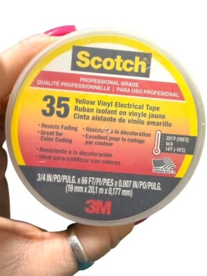 New 3M Scotch 35 Yellow Vinyl Electrical Professional Code Tape 3/4