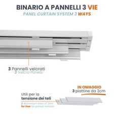 Binario per tende a pannello 3 vie in Alluminio a SOFFITTO - Movimento Manuale