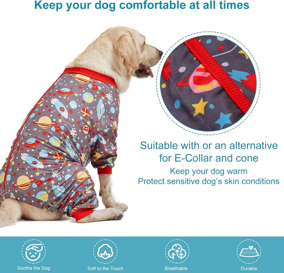 LovinPet Dog Pajamas Clothes UV Protection for Medium Large Dog After Surgery  - Image 4 of 4