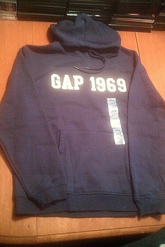 Gap Men's Women's Applique Fleece 1969 Logo Pullover Hoodie w/Kangaroo Pocket L - Picture 2 of 5
