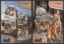 STA758 Guinea 2015 MNH 2 Sheets High CV Domestic Animals Cats