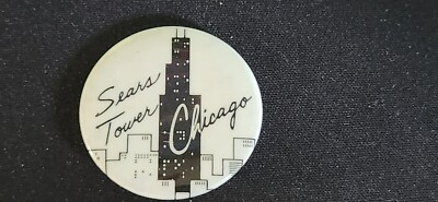 #ad Sears Tower Chicago Illinois Skyscraper Skyline Vintage Button Pin Badge Pinback $15.07