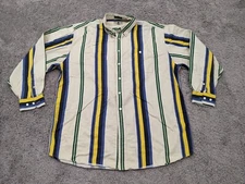 Cutter & Buck Button Up Shirt Men's Extra Large Vertical Stripes Retro