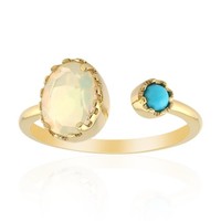 Cavill Welo Opal Ring Damen 0,79Ct Opal 0,12Ct TüRkis 925 Silbergold-