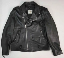 VTG Wilsons Open Road Classic Black Leather Motorcycle Moto Biker Jacket Mens XL