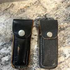 Leather Sheath Vintage Set/2 Snap Closure - Belt Loop -CASE ONLY -Grandpa Core