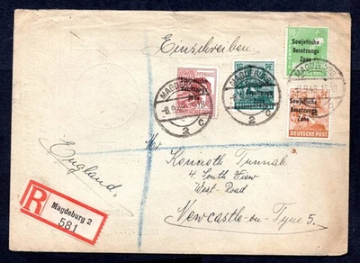 Germany - 1948 Soviet Occupation Zone Overprints Registered Cover to England - Image 1 of 2