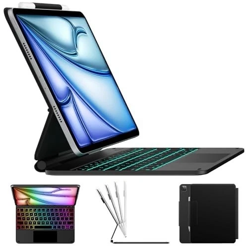 Typecase Edge Tastatur Hülle für iPad Air 11 M3/M2 iPad Pro 11 BT Trackpad Schwarz