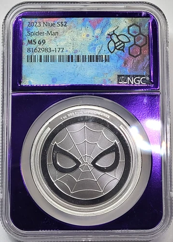 2023 Niue $2 Spider-Man .999 Fine 1oz Silver Coin - NGC MS69