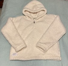 Abercrombie Kids Girls Off-White Hooded Sherpa Quarter-Zip Sweatshirt size 15/16