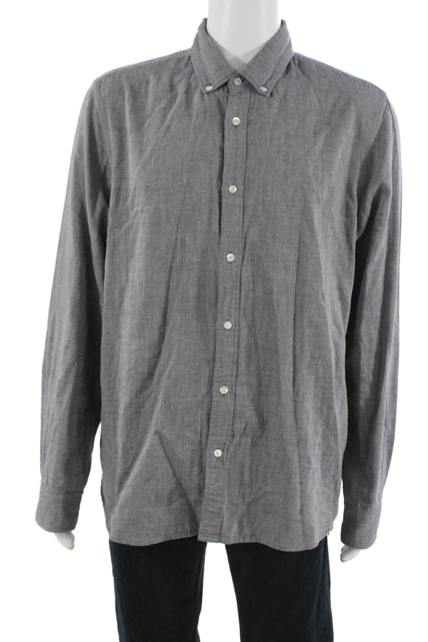 Woolrich Mens Button Front Long Sleeve Collared Shirt Gray Cotton Size XLFree Shipping in US $100+ Orders | $6.95 Orders Below