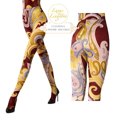 PAISLEY BAROQUE TIGHTS by Wolford S bordeaux Strumpfhose Satin de Luxe Glanz - Bild 1 von 4