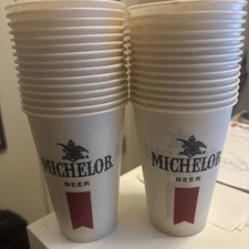 Vintage Lot Of 29 Unused MICHELOB BEER Lily Brand Wax Paper Cups 12 oz Size NOS