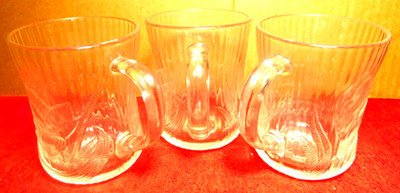 Arcoroc~France Canterbury Crocus Clear Glass Cup/ Mugs 10 fl. oz. Set of 3