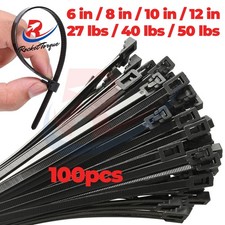 100 Pack Releasable Reusable Zip Ties Nylon Cable Heavy Duty Wire Self Locking
