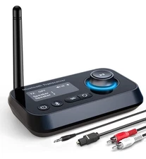 Bluetooth Transmitter Receiver 3-in-1 Bluetooth 5.0 Audio Adapter for 2 Headp...